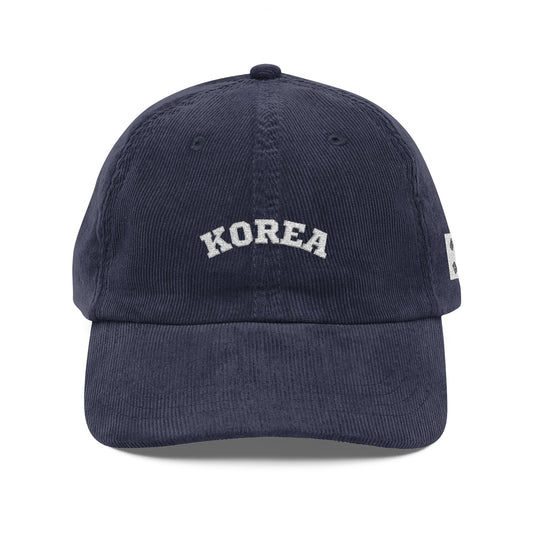 Korea Vintage Embroidered Corduroy Cap