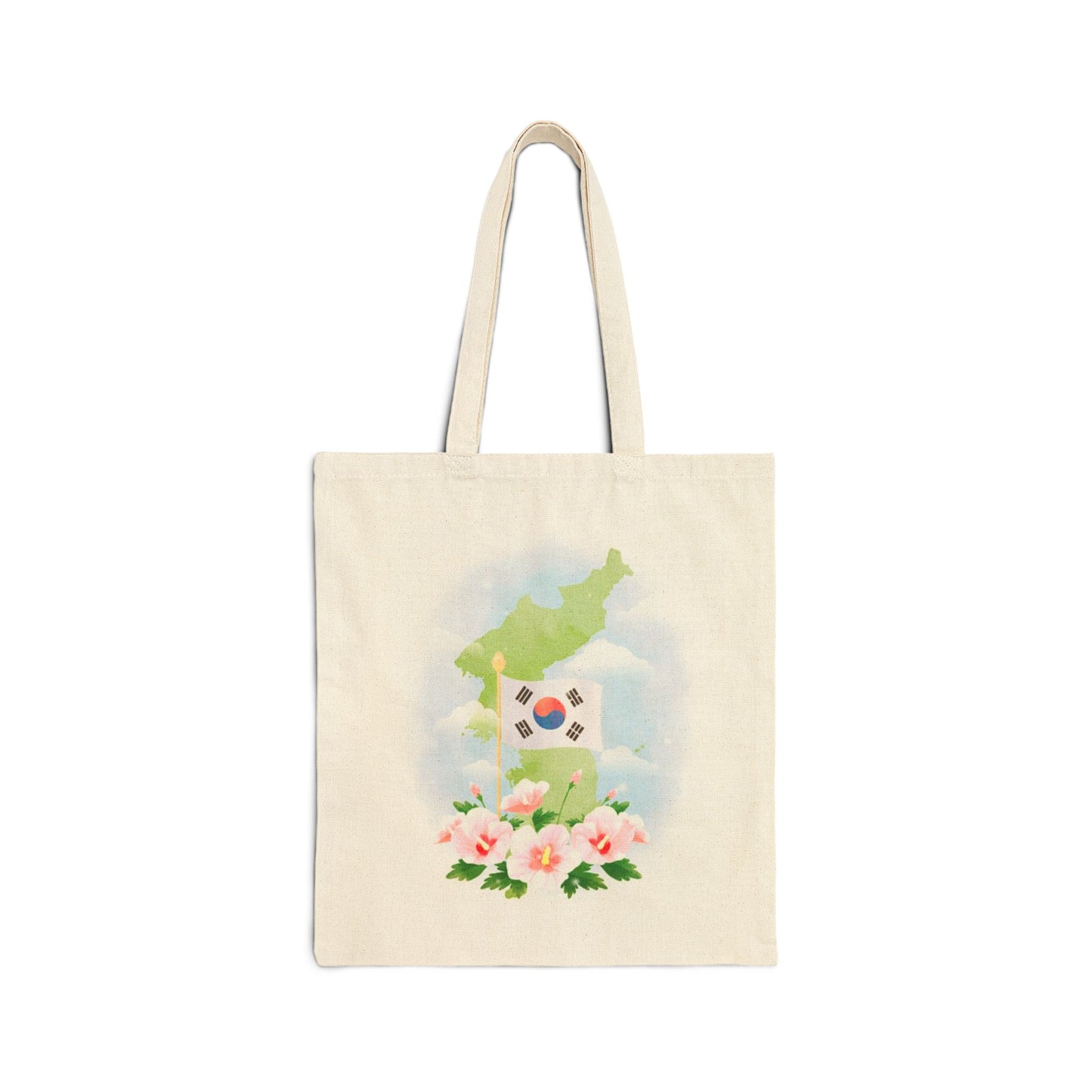 Korean Flag & Mugunghwa Watercolor Tote Bag