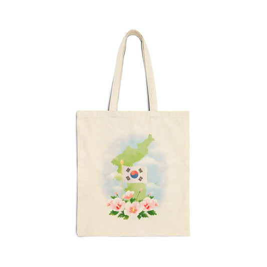 Korean Flag & Mugunghwa Watercolor Tote Bag